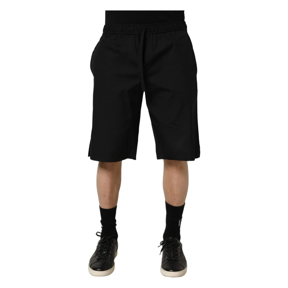 Dolce & Gabbana Men's Black Casual Shorts, M, Cotton Bermuda Shorts