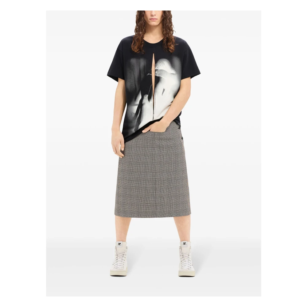 Courrèges Zwarte Lovers Zipped T-Shirt Black Heren