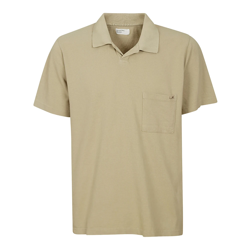 Universal Works Katoenen poloshirt met logodetail Beige Heren