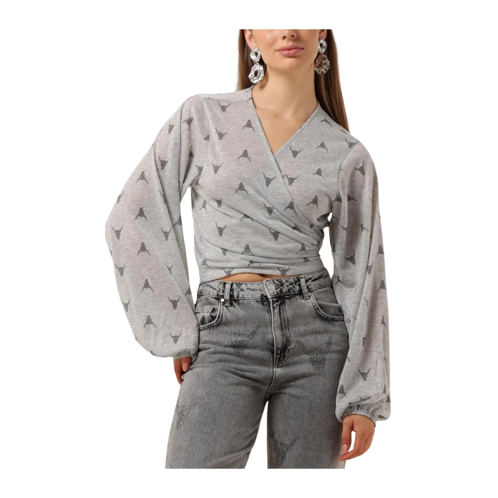 Alix The Label Doorschijnende Bull Wrap Top Gray Dames