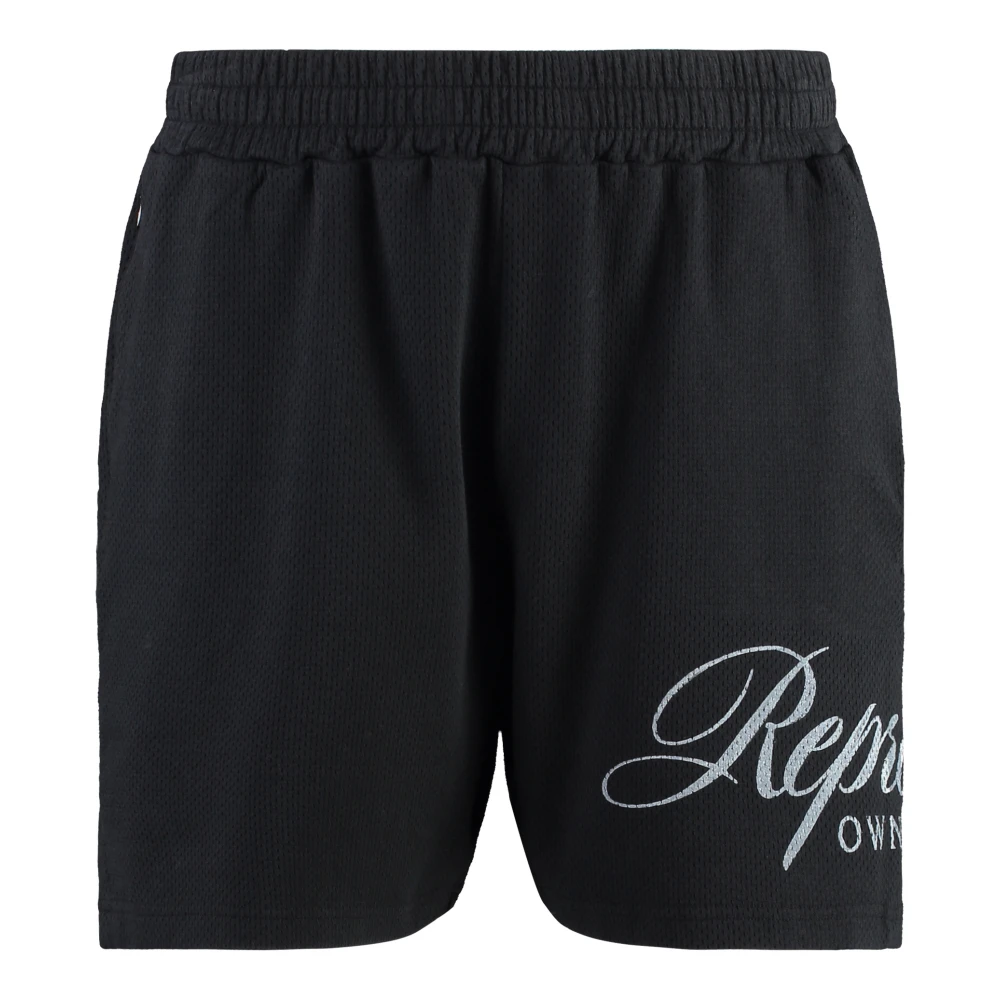 Represent Katoenen Bermuda Shorts met elastische tailleband Black Heren