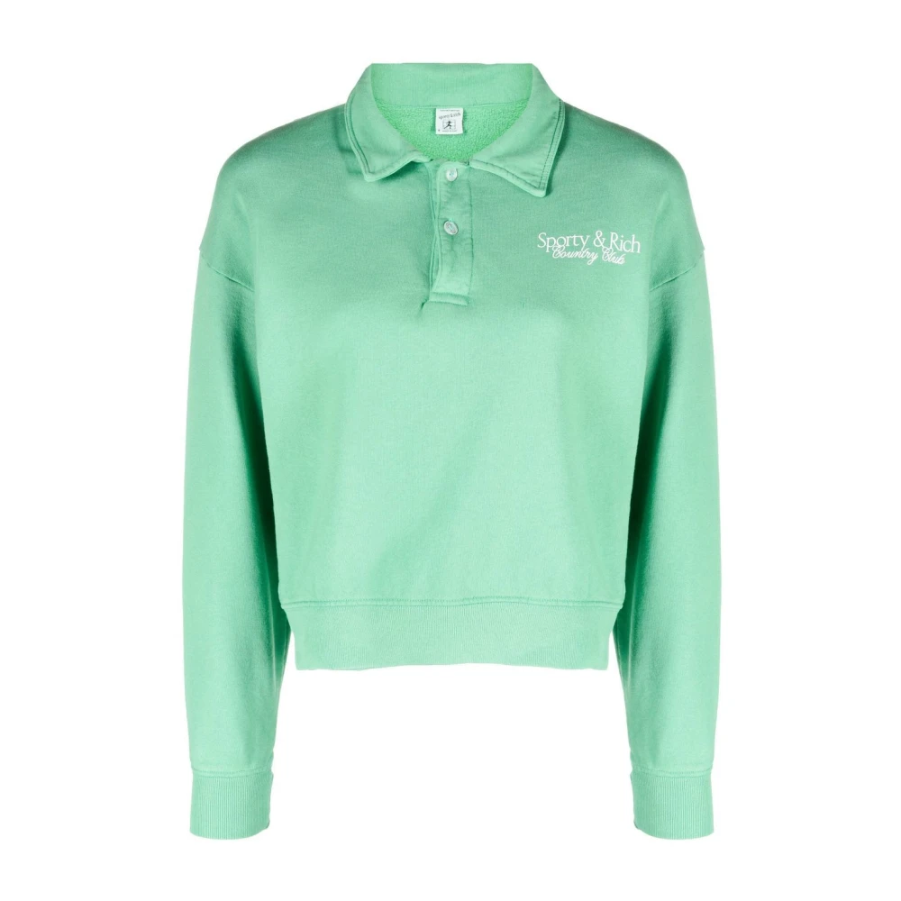 Sporty & Rich Klassieke Witte Polo Sweatshirt Vrouwen Green Dames