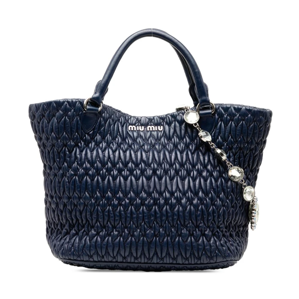 Miu Miu Pre-Owned Women's Blue Pre-Owned Textured Leather Handbag