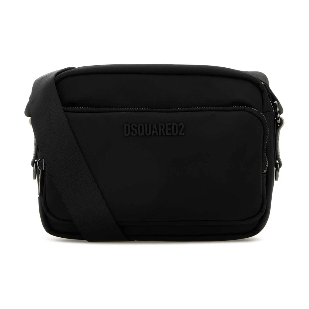 Dsquared2 Zwarte Textuur Portemonnee met Schouderband Black Heren