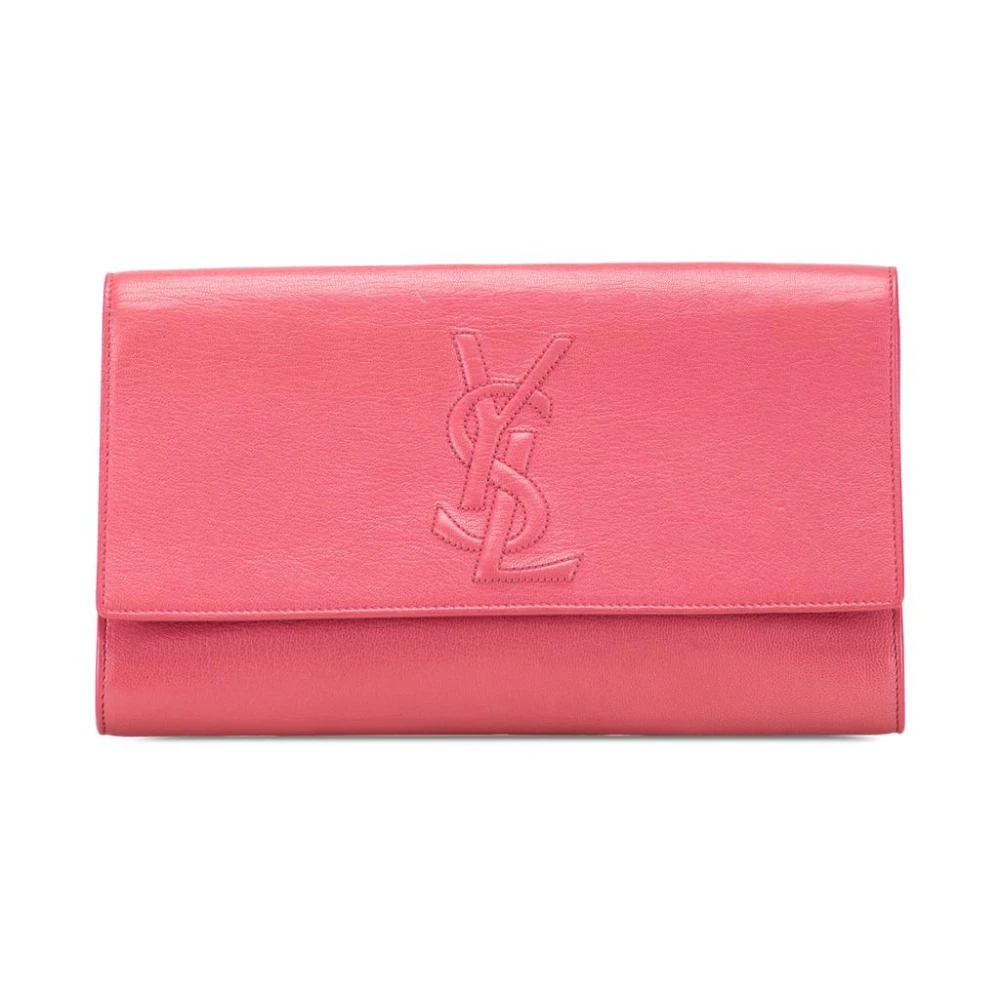 Saint Laurent Vintage Women's Pink Pre-Owned Envelope Flap Clutch