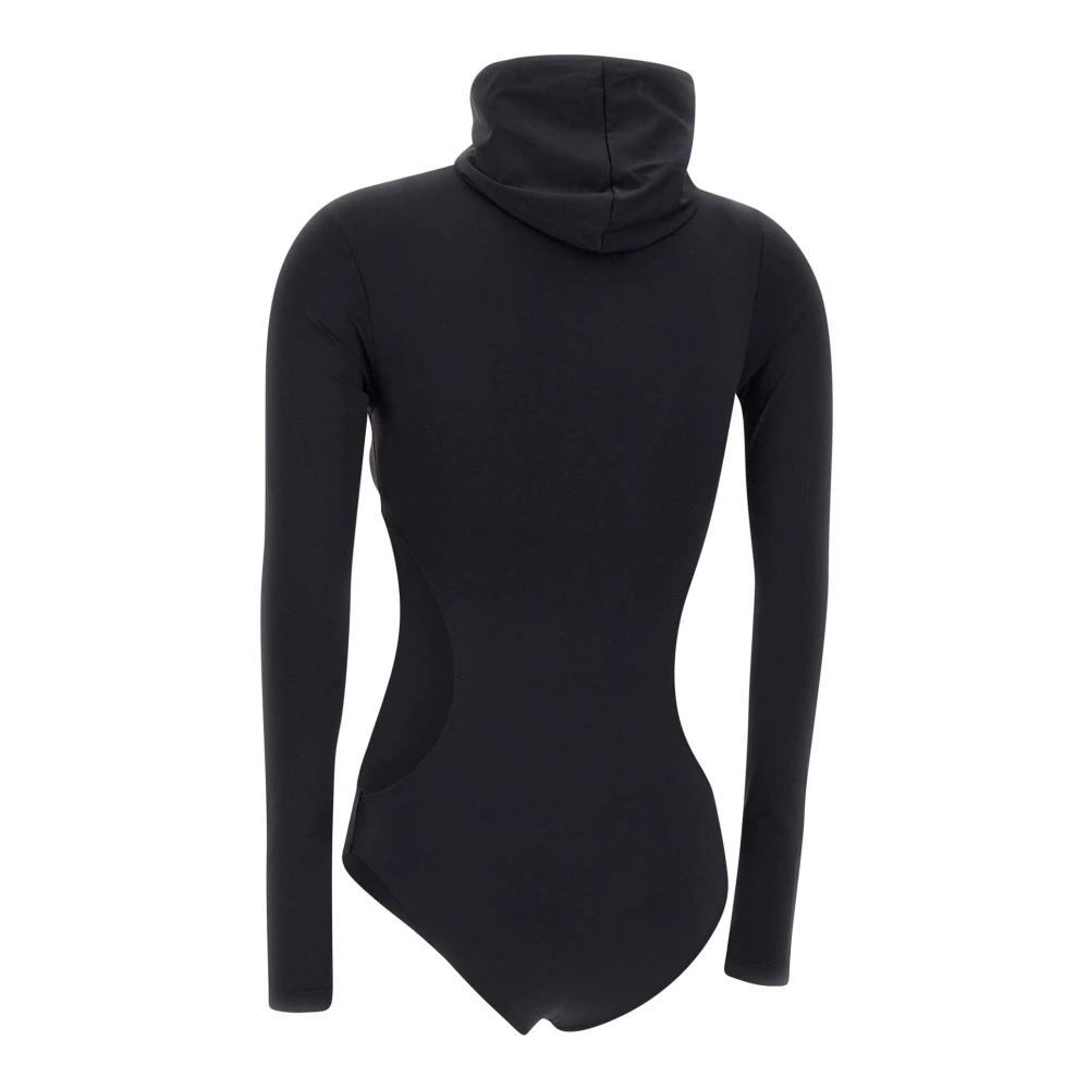 Fiorucci Zwarte bodysuit met capuchon en cut-out taille Black Dames