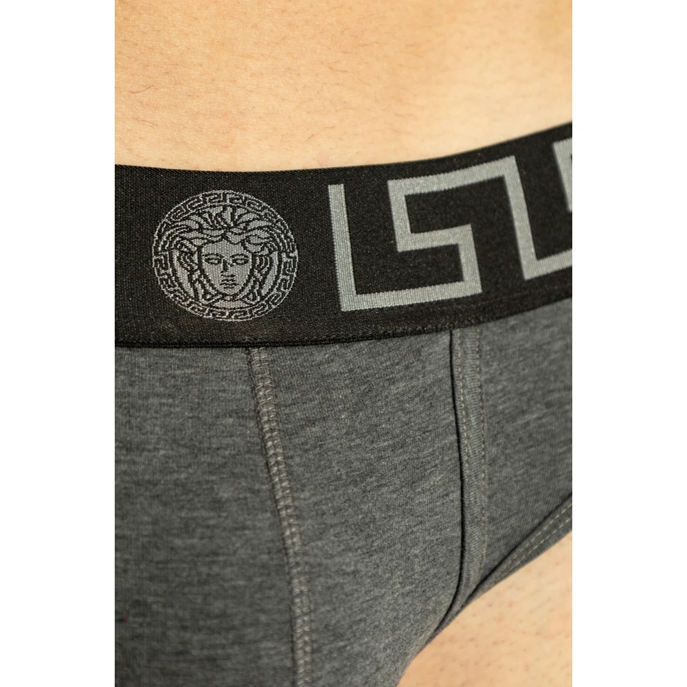 Versace Katoenen slips Gray Heren