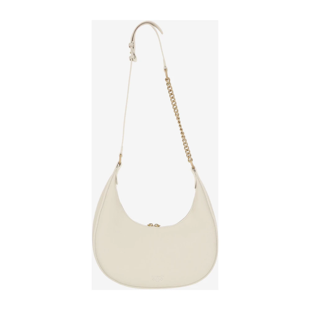 pinko Love Birds Leren Tas met Diamant Gesp White Dames