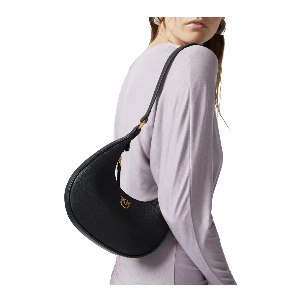 pinko Leren Handtas Stijl: 101433-A29Q-Z99Q Black Dames