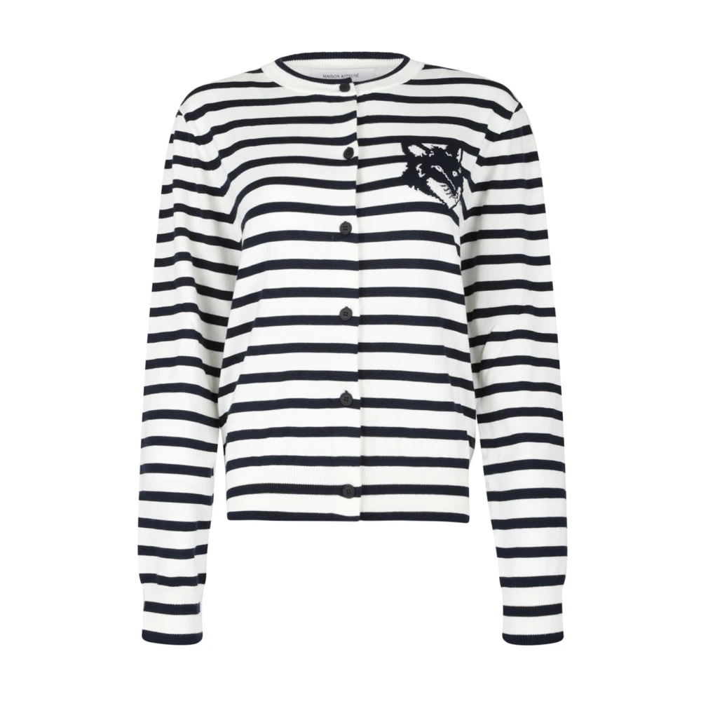 Maison Kitsuné Blauw Gestreepte Vest Blue Dames