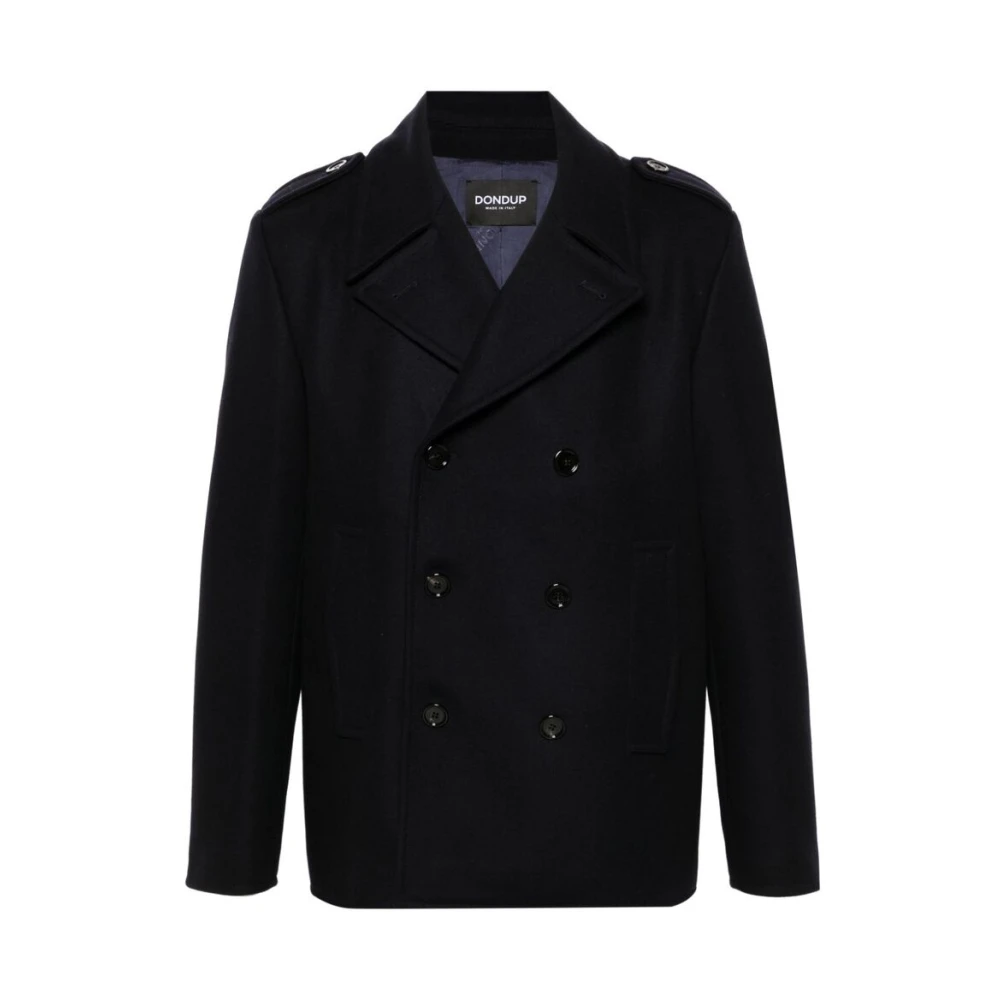 Dondup Navy Blauwe Wollen Jas Blue Heren