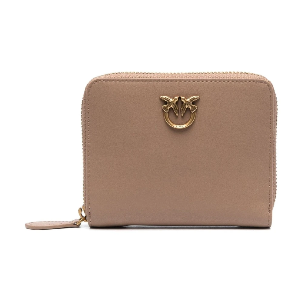Pinko Women's Brown Wallets & Cardholders, One Size, Logoplaque Leather Wallet