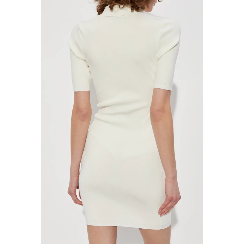Off White Jurk met geborduurd logo Beige Dames