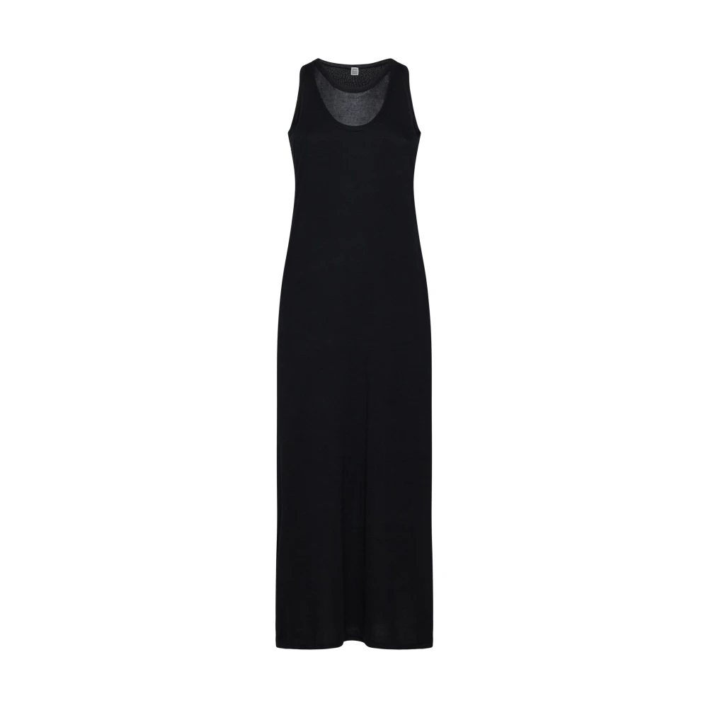 TotêMe Zwarte Tank Jurk Dubbellaags Gebreid Black Dames