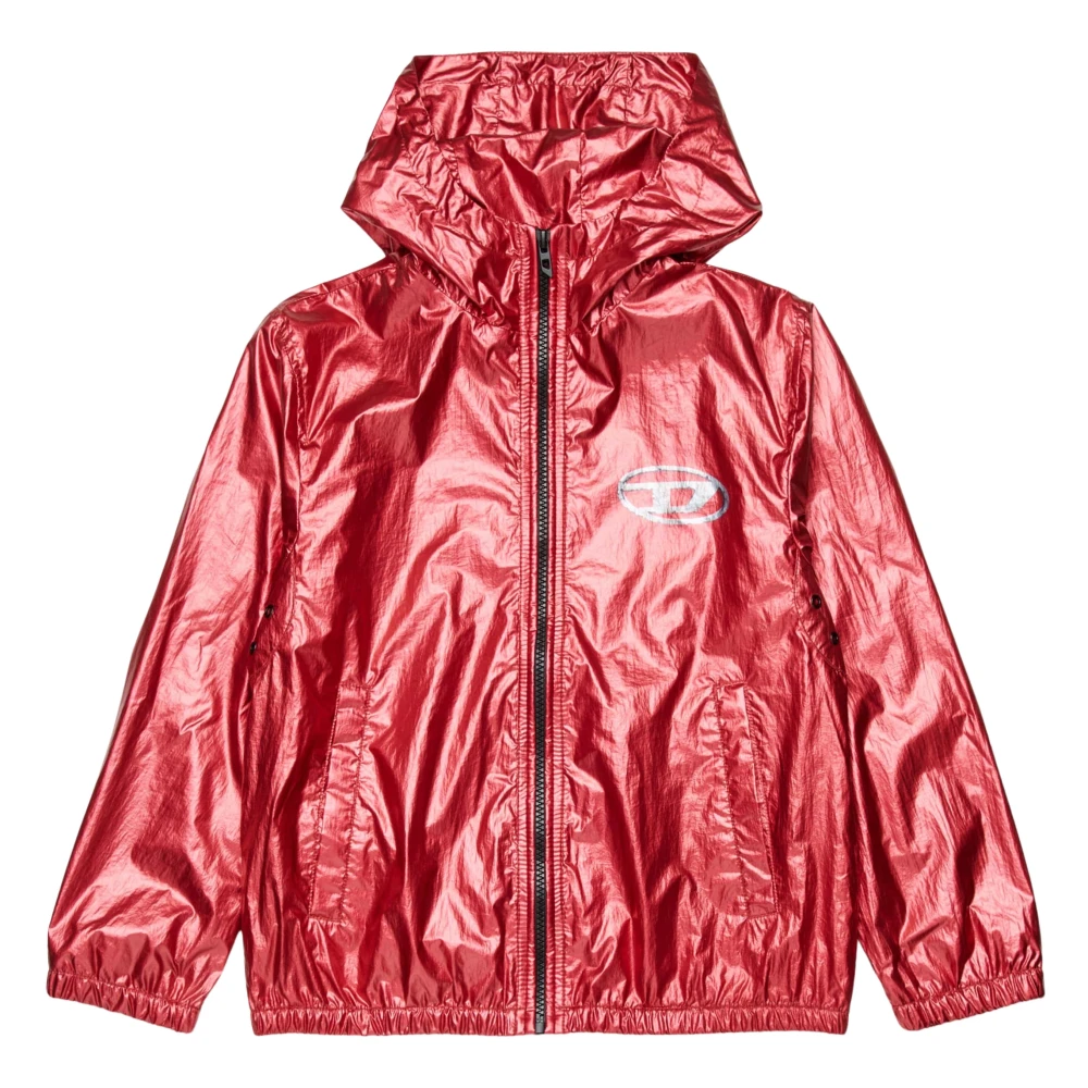 Diesel Red Light Jackets, Unisex, 16 Y, Metallic Effect Zip Up Jacket