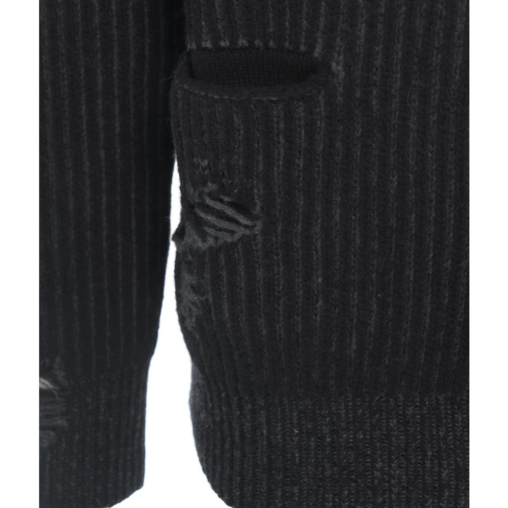Mauro Grifoni Vernielde Detail Vest Knoopsluiting Gebreid Black Heren