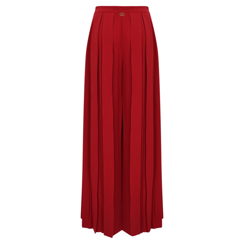 Twinset Rode Geplooide Broek met Zijrits Red Dames