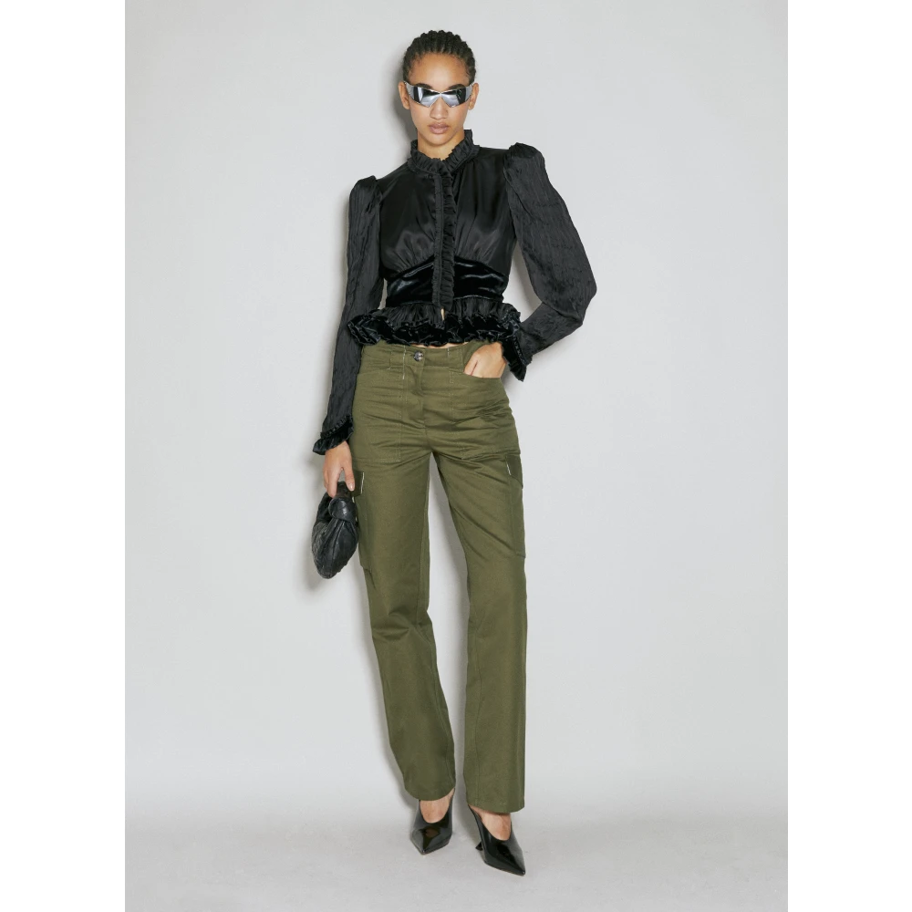 Paco Rabanne Multi-Pocket Twill Cargo Broek Green Dames