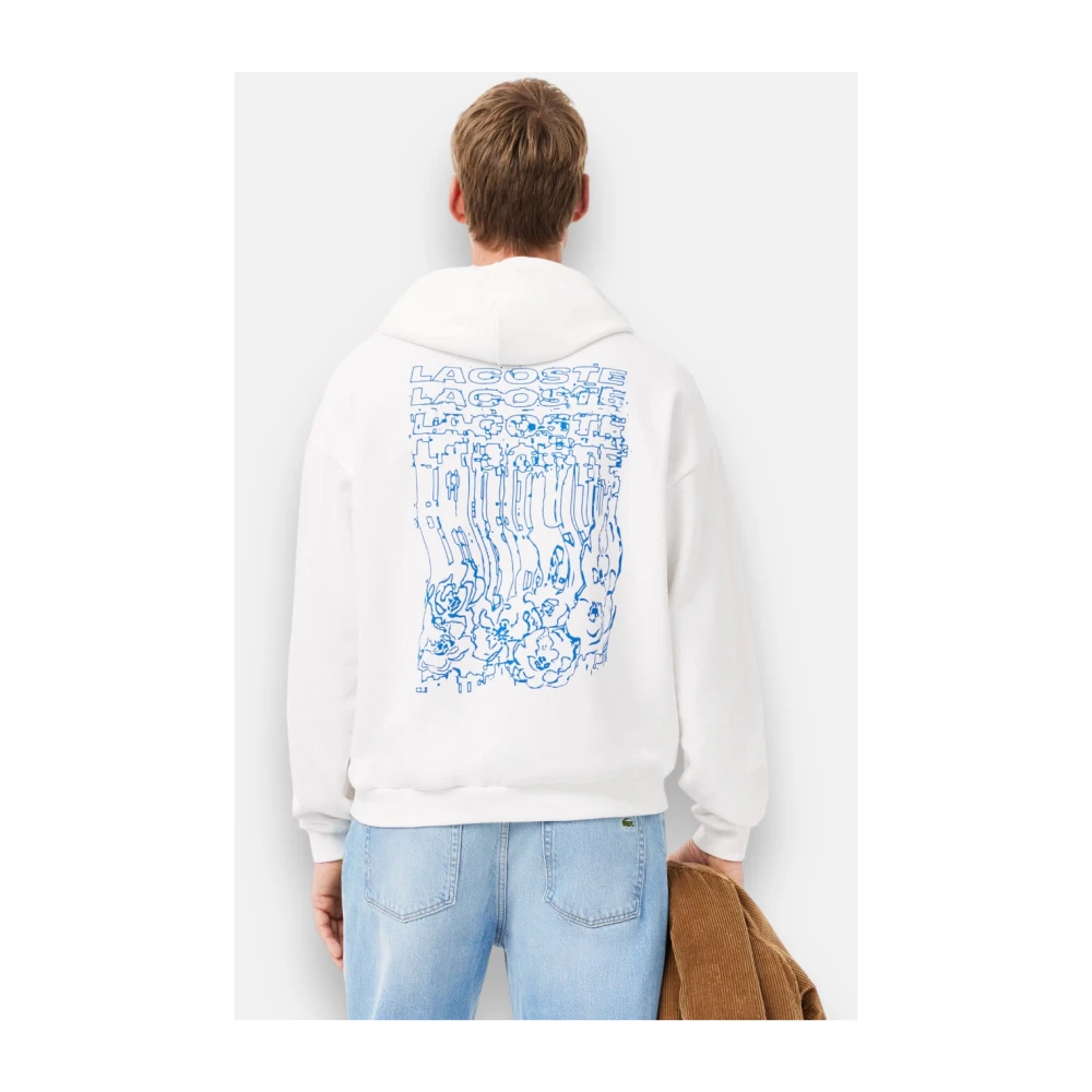 Lacoste Bloemenprint Hoodie Loose Fit White Heren