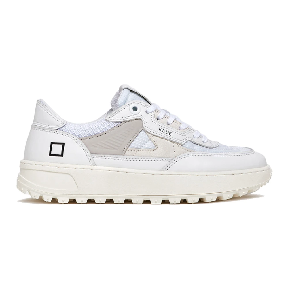 D.a.t.e. Women's White Sneakers, 5 Uk, Leather Trainers With Gray Details
