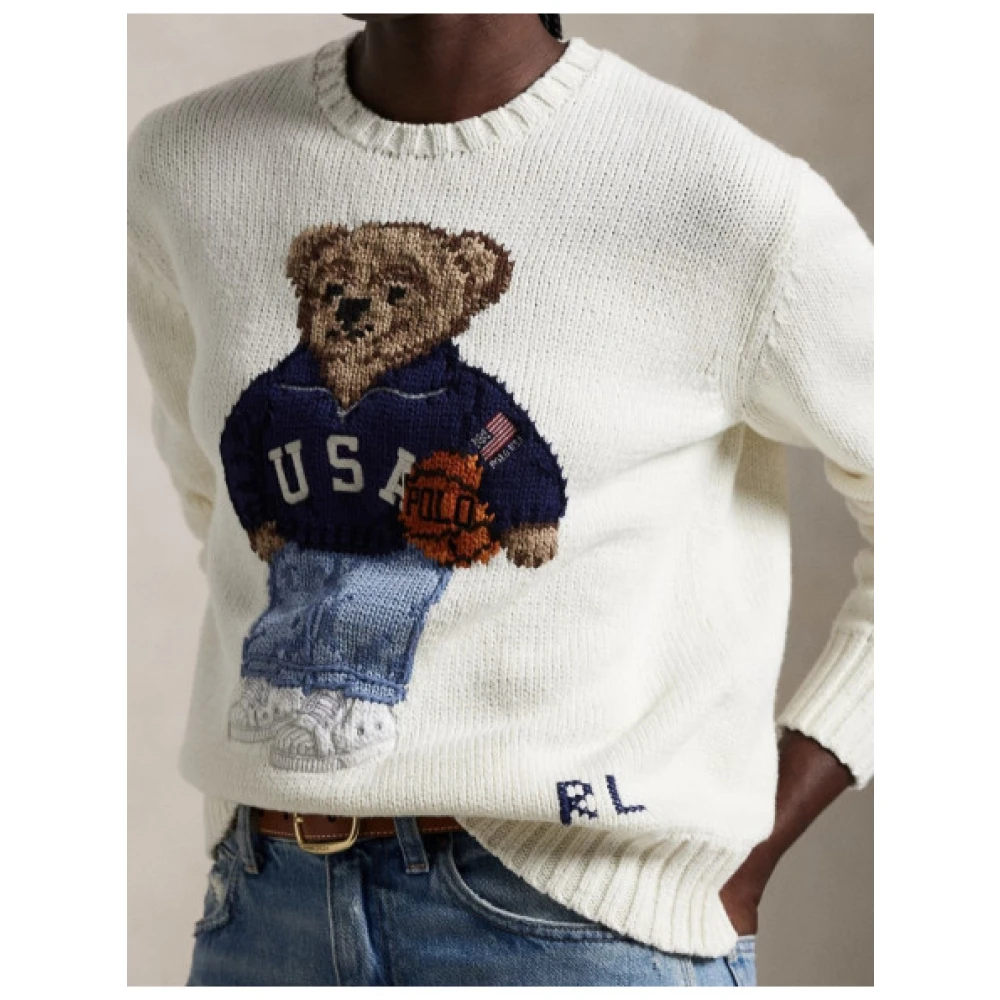 Polo Ralph Lauren Polo Bear Katoen Linnen Trui White Dames