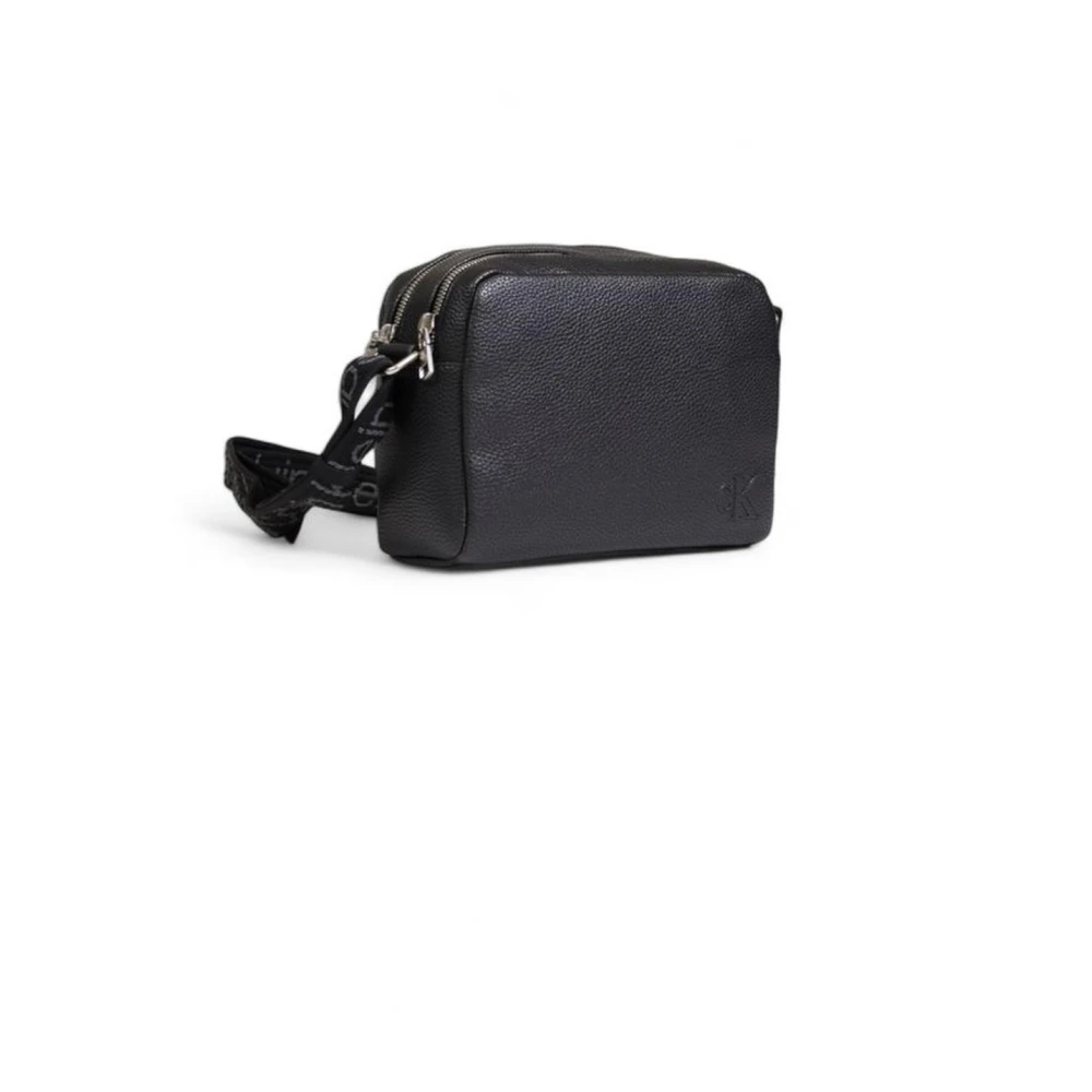 Calvin Klein Zwarte Leren Accessoiretas Herfst Winter Collectie Black Dames