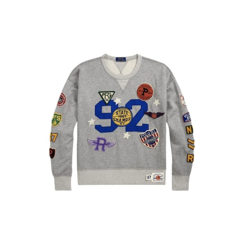 Polo Ralph Lauren Vintage Basketball Multi-Patch Sweatshirt Gray Heren