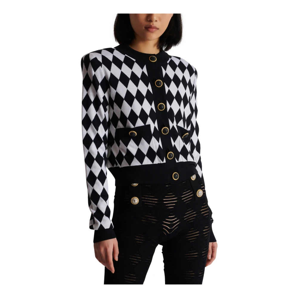 Balmain Diamantgebreide vest Black Dames