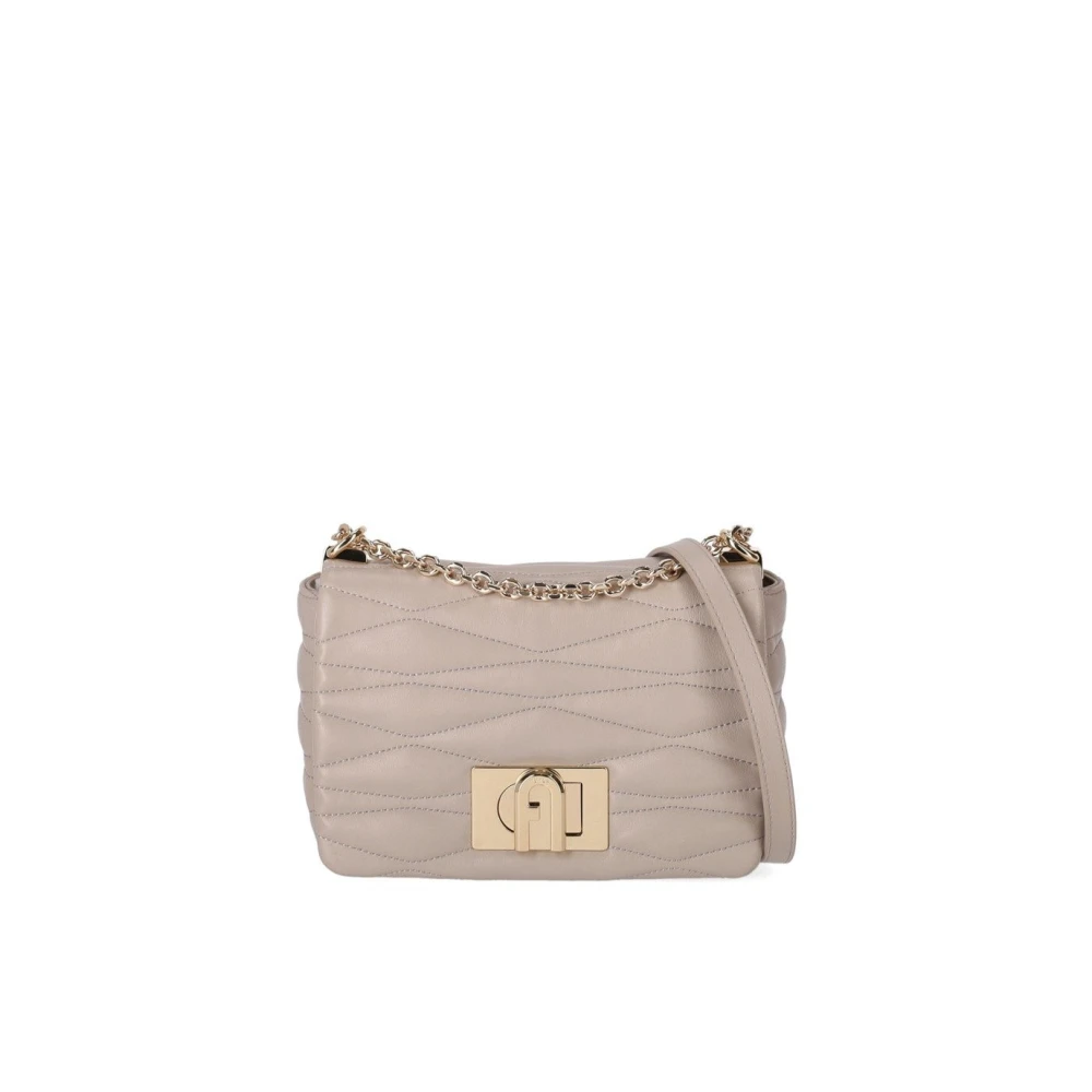 Furla Gewatteerde Vanille Crossbody Tas met Arco Draaislot Beige Dames