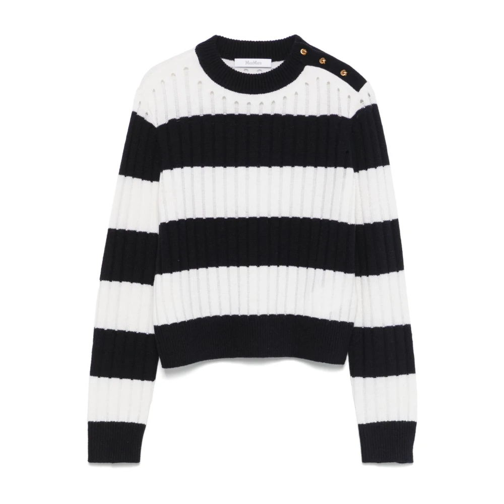 Max Mara Gestreepte Crew Neck Sweater White Dames