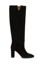 bottines-en-cuir-suede-noir-v-lisse-dore-talon-de-7-cm