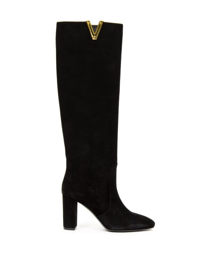 bottines-en-cuir-suede-noir-v-lisse-dore-talon-de-7-cm