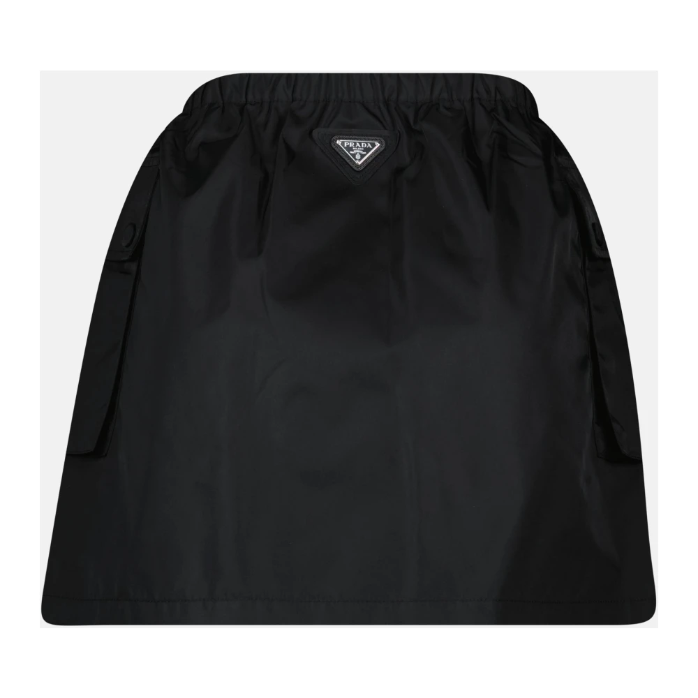 Prada Zwarte Re-Nylon A-lijn Rok Black Dames