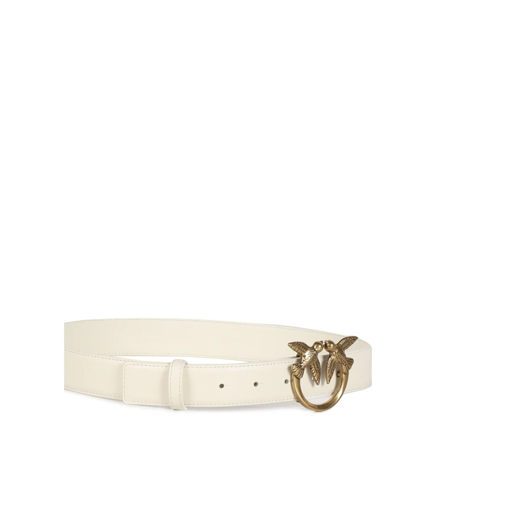 pinko Wit Leren Logo Gesp Riem White Dames