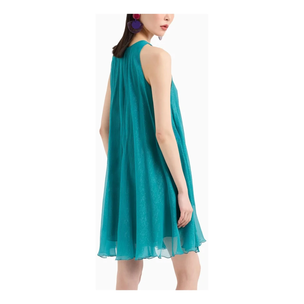 Emporio Armani Lurex Zijden Ronde Hals Jurk Green Dames