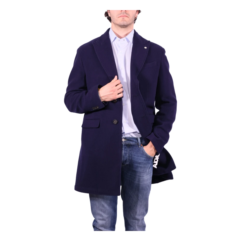 Manuel Ritz Blauwe Wollen Jas Blue Heren
