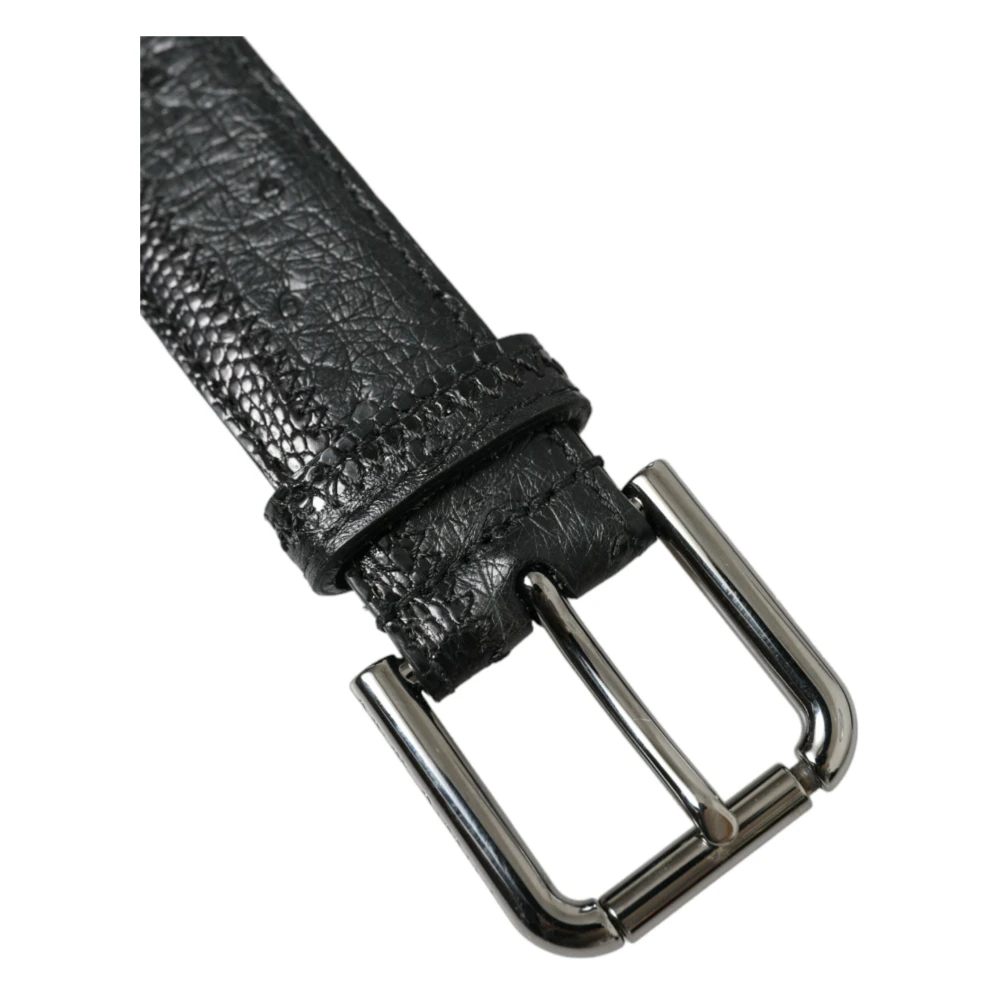 Dolce & Gabbana Elegante zwarte leren riem met metalen gesp Black Heren