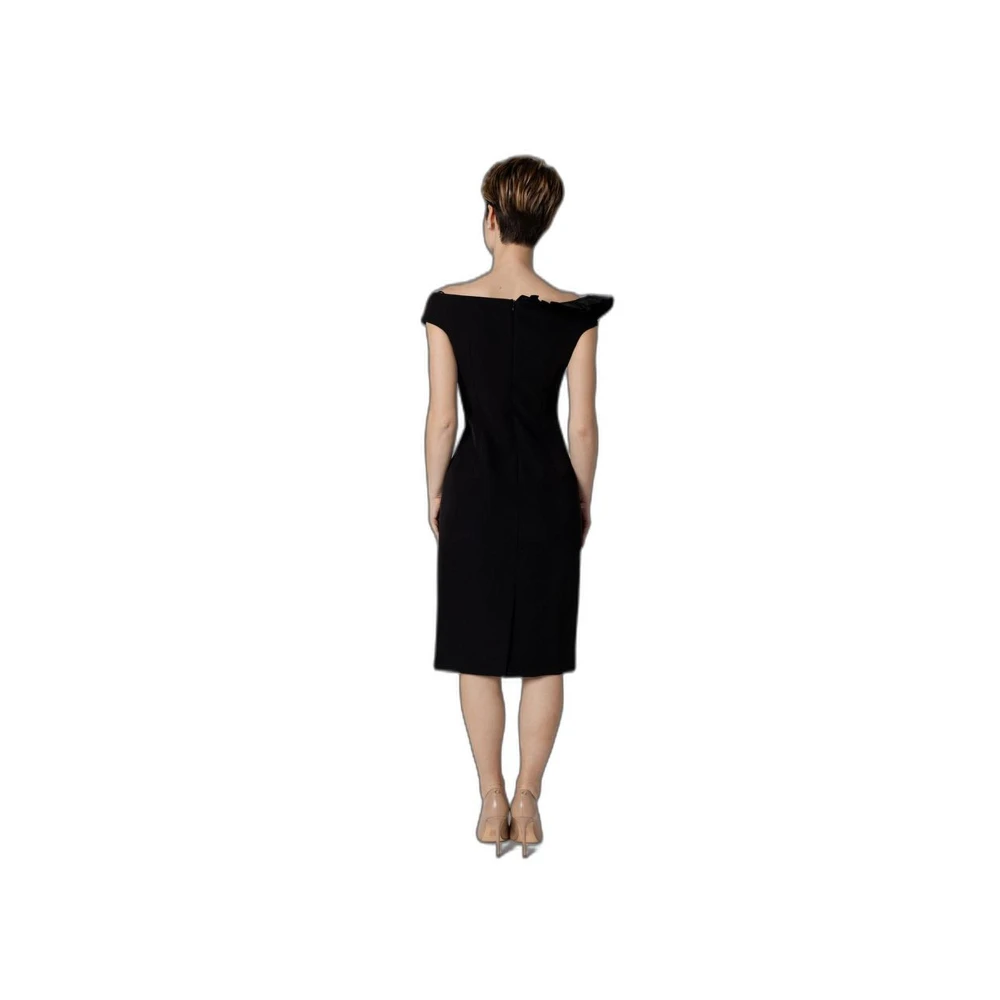 Sandro Ferrone Zwarte Midi Jurk met Elastaan Samenstelling Black Dames
