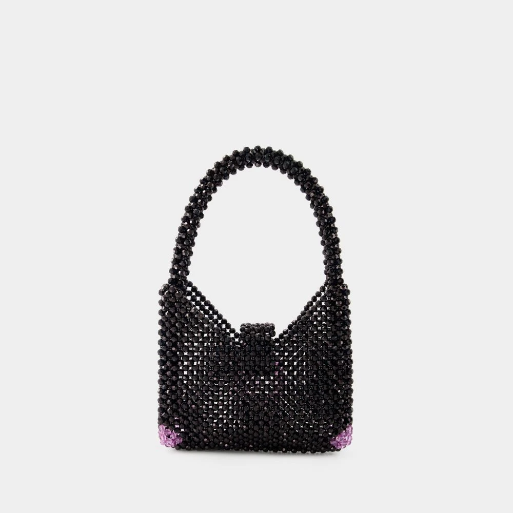 Germanier Kralen Hobo Crossbody Tas Zwart Black Dames