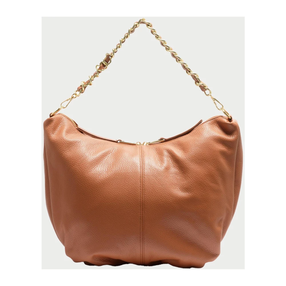 Marc Ellis Bruin leren schoudertas met ketting Brown Dames