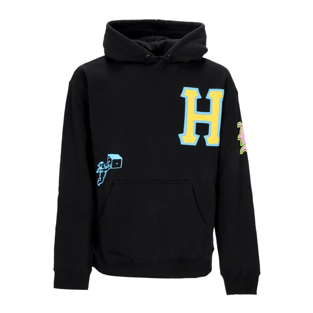 Huf Men's Black Hoodie With Adjustable Hood And Front Pocket - Hoodies - M - Sweatshirts & Hoodies
