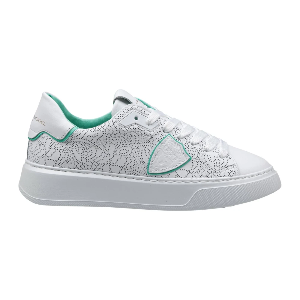 Philippe Model Women's White Sneakers, 5 Uk, Perforated Leather Trainers