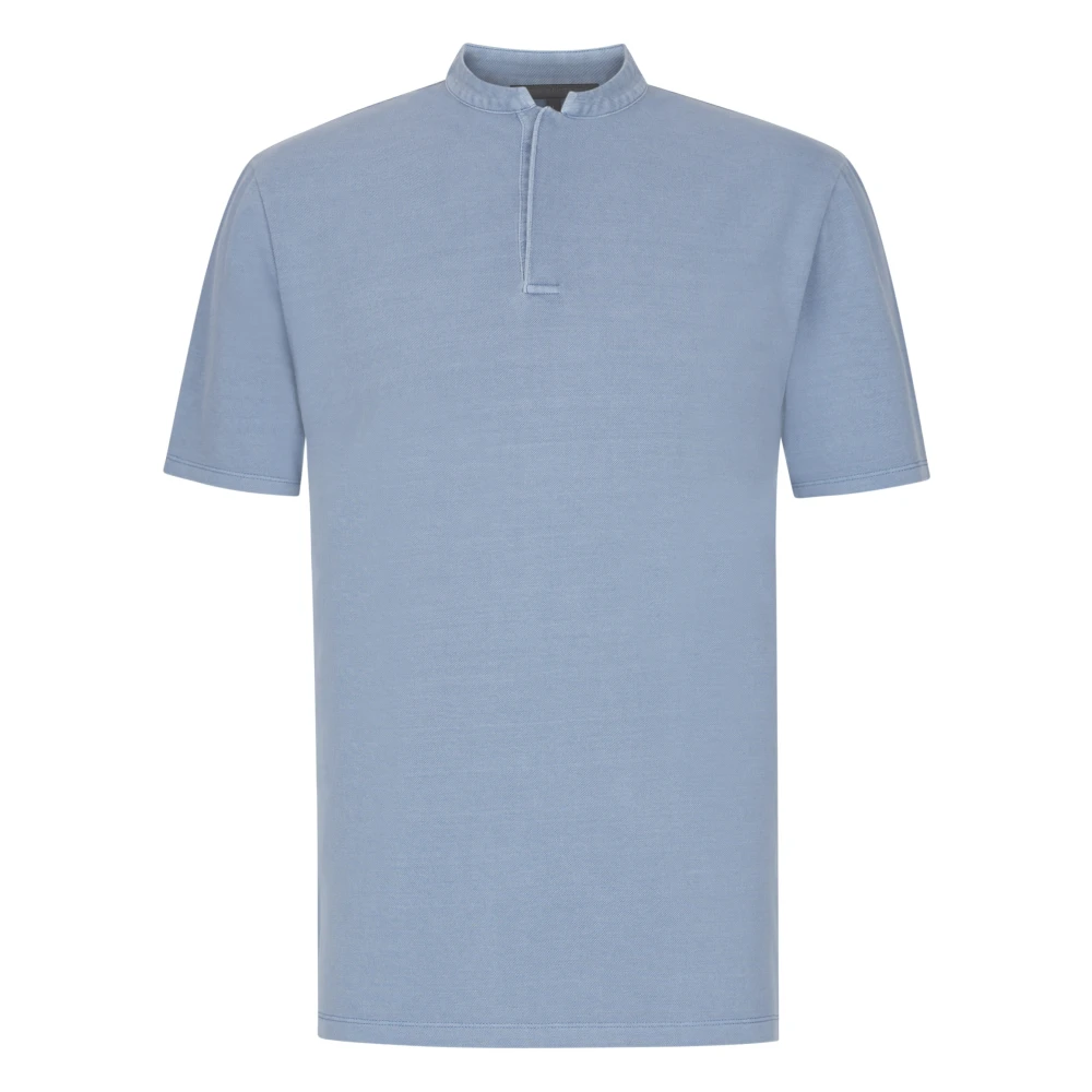 Drykorn Heren T-shirt met opstaande kraag Blue Heren
