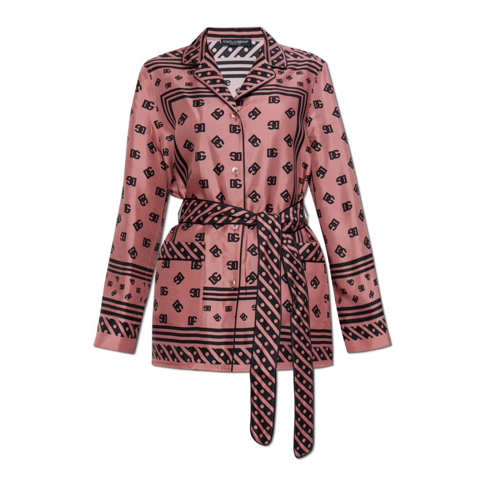 Dolce & Gabbana Women's Pink Silk Shirt With Belt