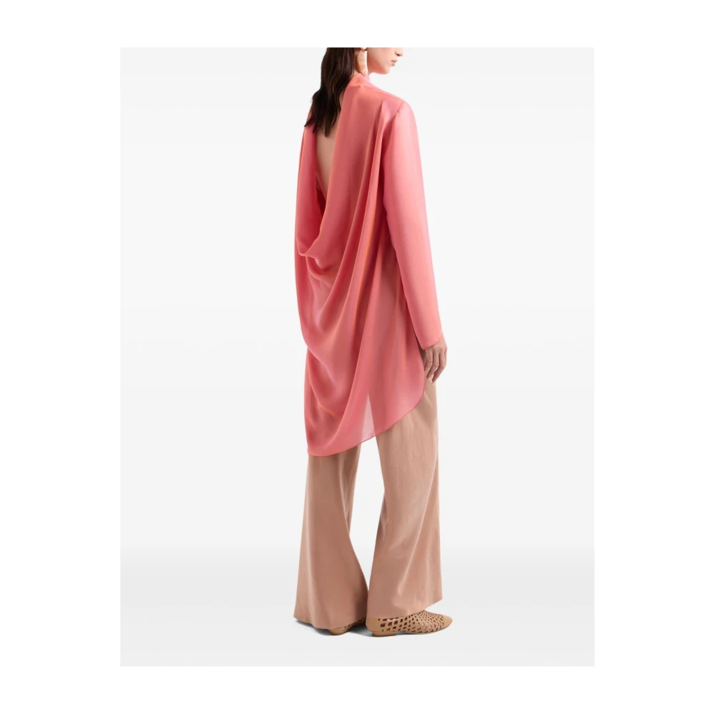 Giorgio Armani Zijden Chiffon Roze Blouse Pink Dames