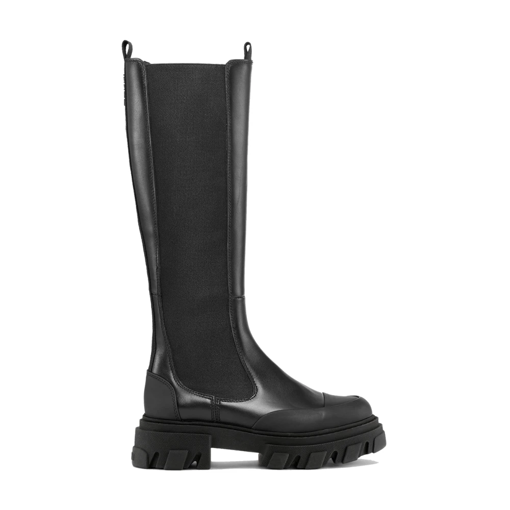 Ganni Women's Black Cleated High Chelsea Boots - High Boots - 8 Uk - Shoes