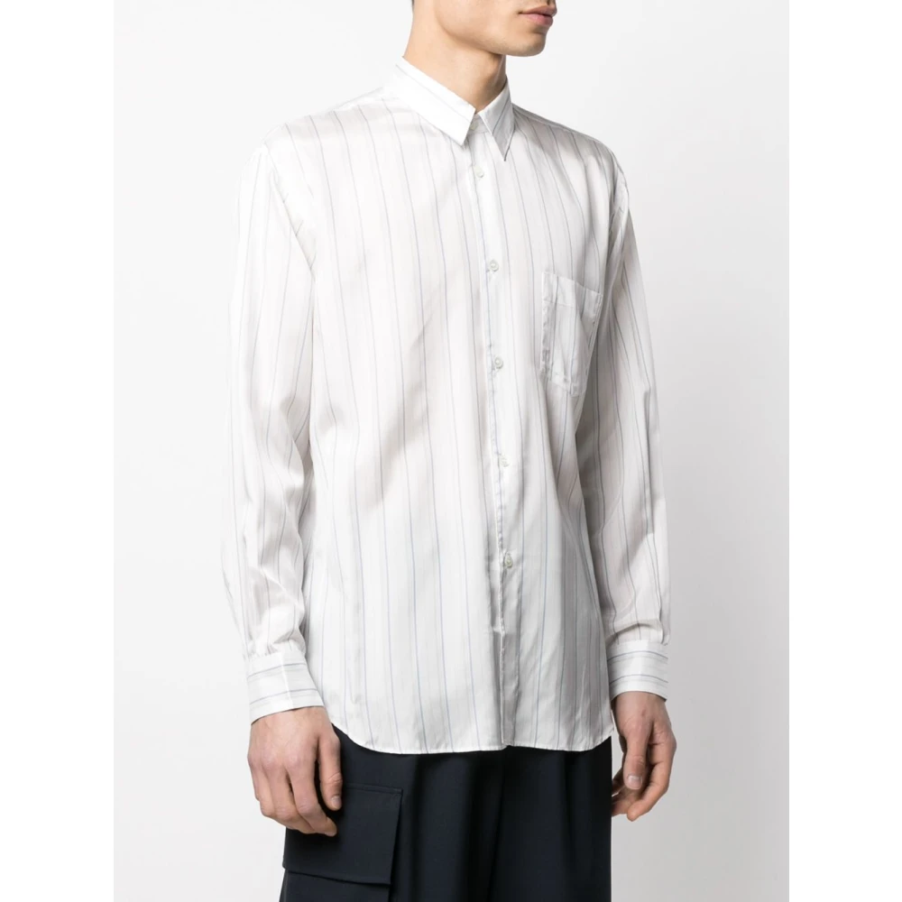 Comme des Garçons Multicolor Gestreept Katoenen Overhemd met Afneembare Stropdas White Heren