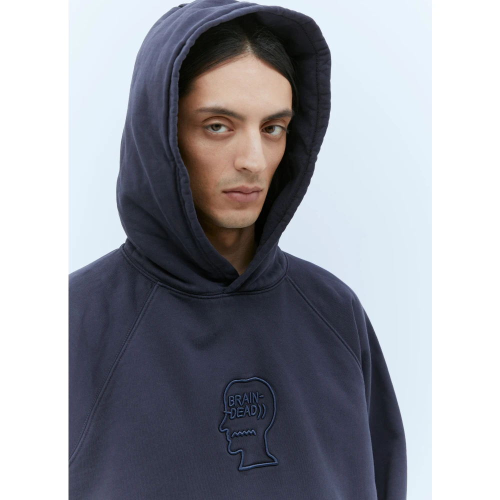 Brain Dead Geborduurd Logo Hoodie Black Heren