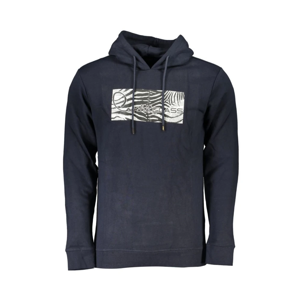 Cavalli Class Men's Blue Hoodies, Xl, Cotton Sweatshirt With Hood
