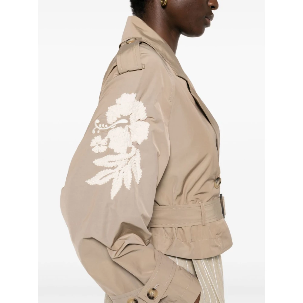 Ermanno Scervino Beige Bloemen Geborduurde Jas Beige Dames